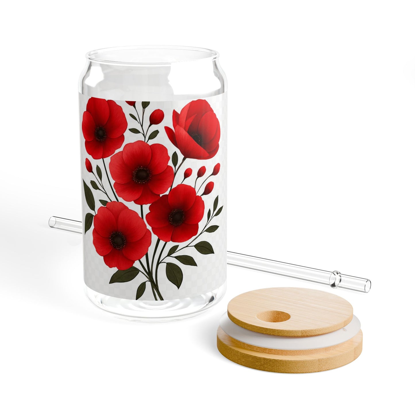 Floral Sipper Glass, 16oz - Elegant Drinkware for Picnic, Garden Parties, Home Decor, Gift for Her, Summer Gathering