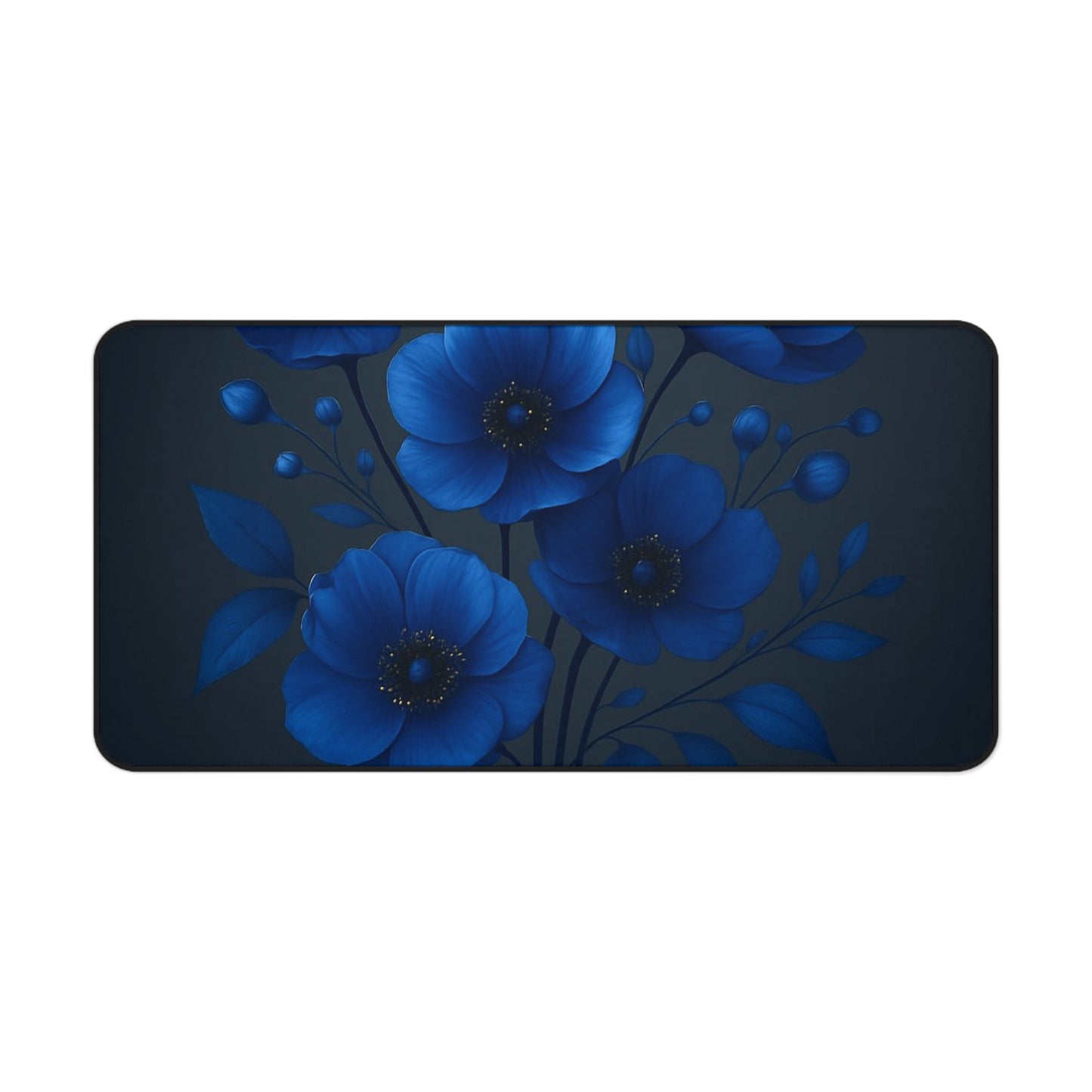 Elegant Floral Desk Mat for Home Office, Blue Flower Mouse Pad, Functional Workstation Decor, Gift for Her, Stylish Desk Accessory