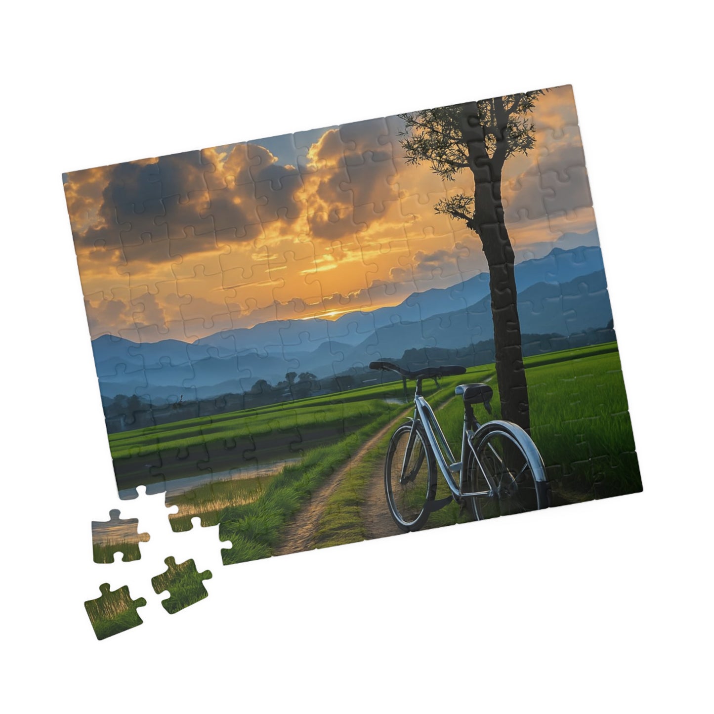 Puzzle for Nature Lovers, Scenic Sunset Puzzle, Bike Adventure Puzzle, Outdoor Enthusiast Gift, Family Activity Puzzle
