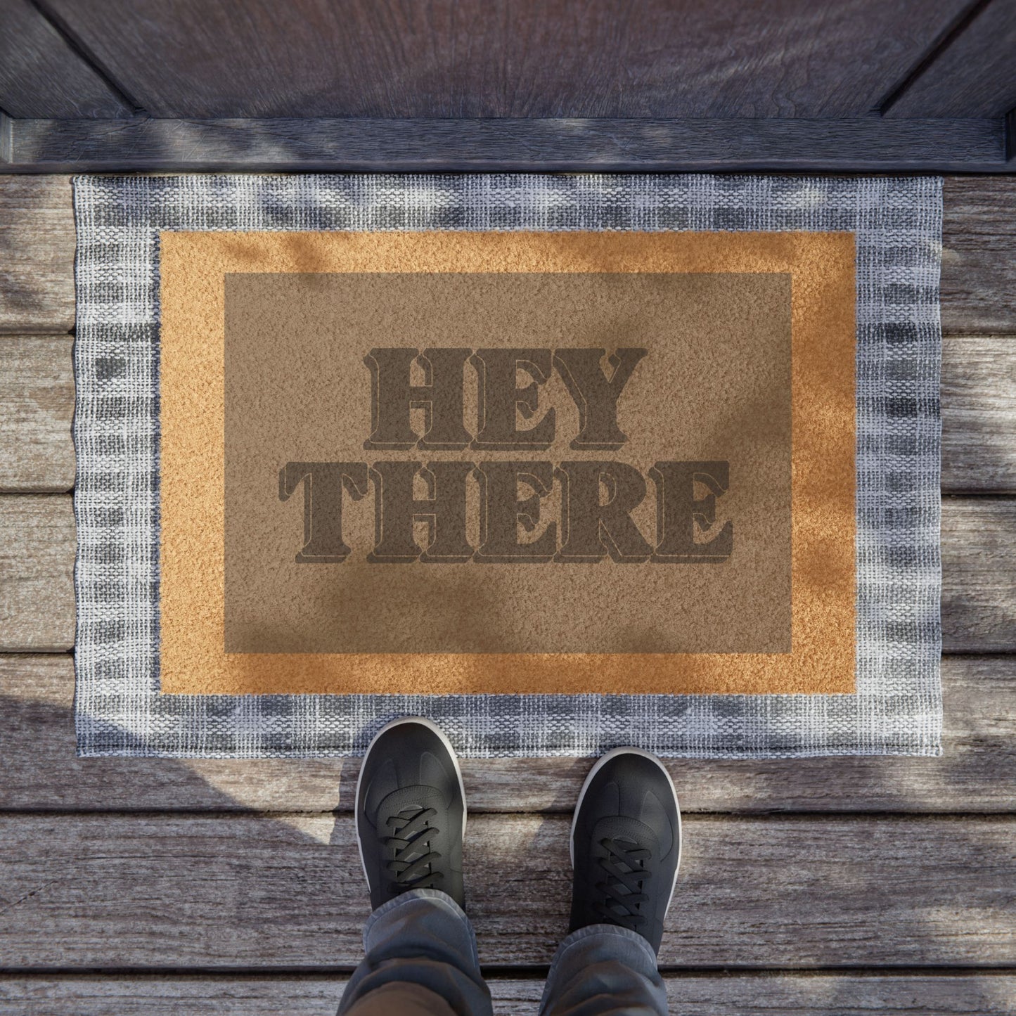 Friendly Welcome Doormat, Home Decor Mat, Outdoor Entryway Rug, Funny Greeting Door Mat, Modern Home Accessory