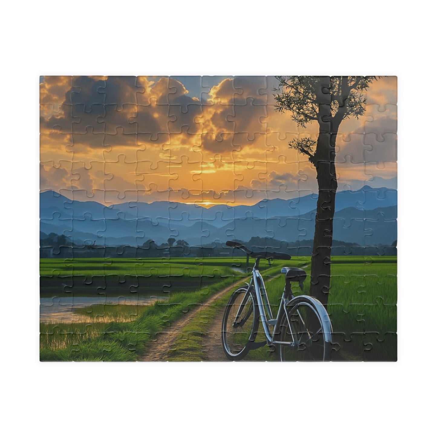 Puzzle for Nature Lovers, Scenic Sunset Puzzle, Bike Adventure Puzzle, Outdoor Enthusiast Gift, Family Activity Puzzle