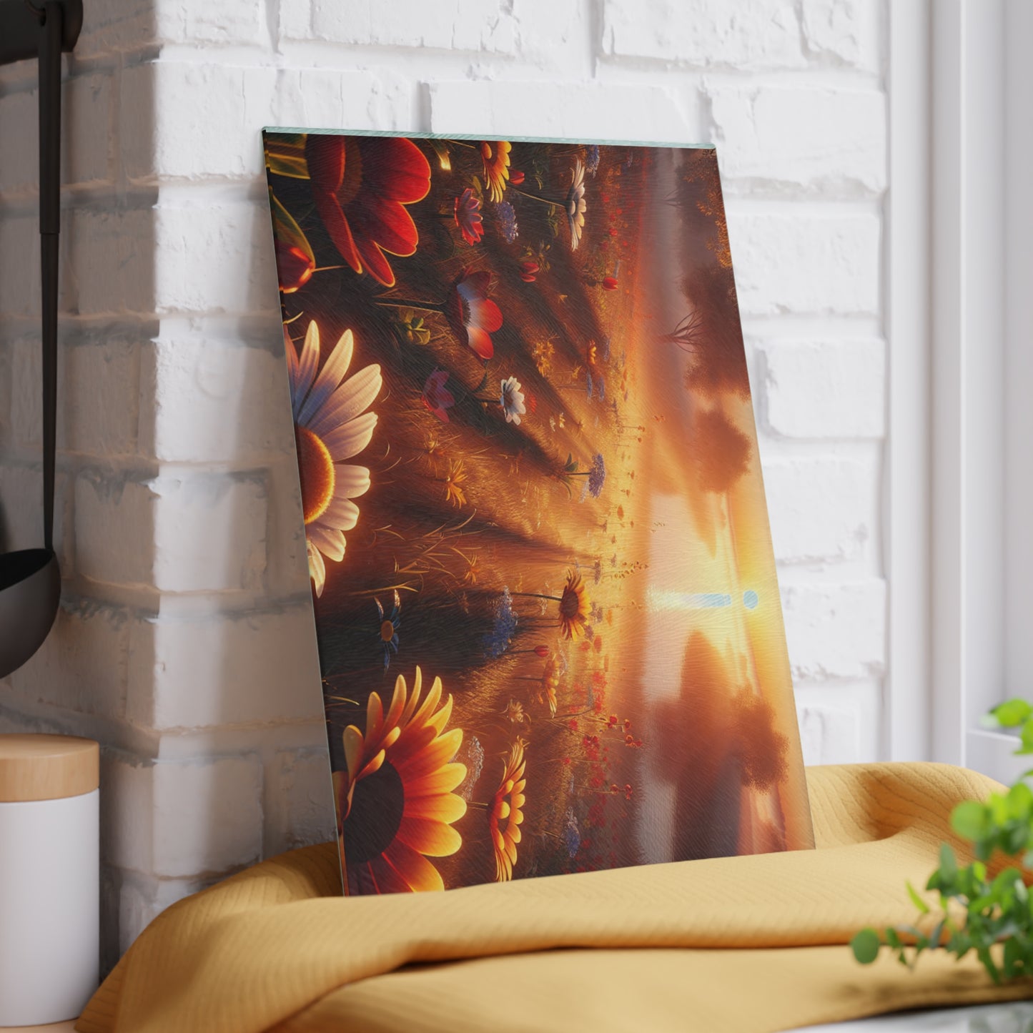 Sunlit Floral Glass Cutting Board | Kitchen Decor, Gift for Home Chefs, Wedding Present, Mother's Day, Spring Kitchen Essentials