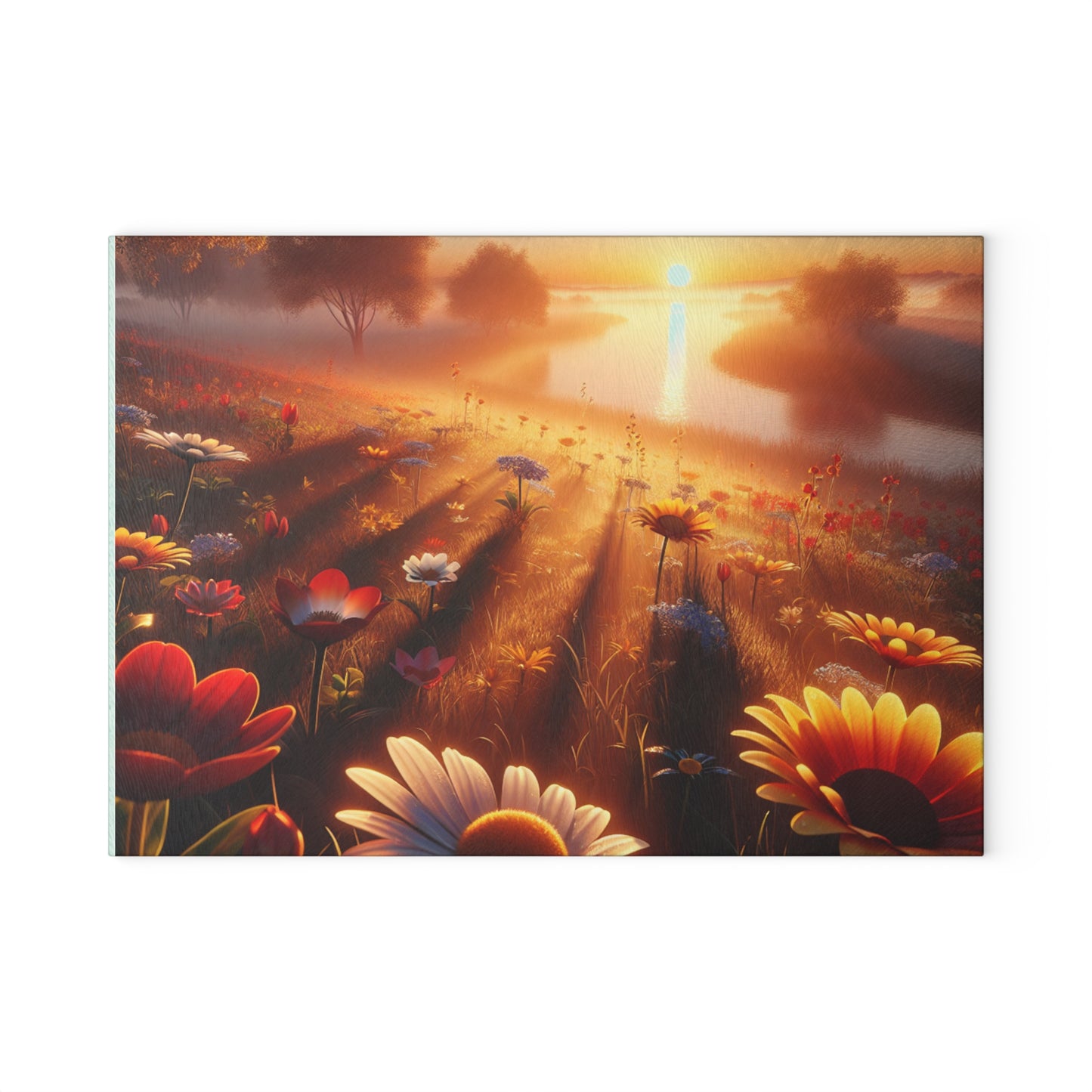 Sunlit Floral Glass Cutting Board | Kitchen Decor, Gift for Home Chefs, Wedding Present, Mother's Day, Spring Kitchen Essentials