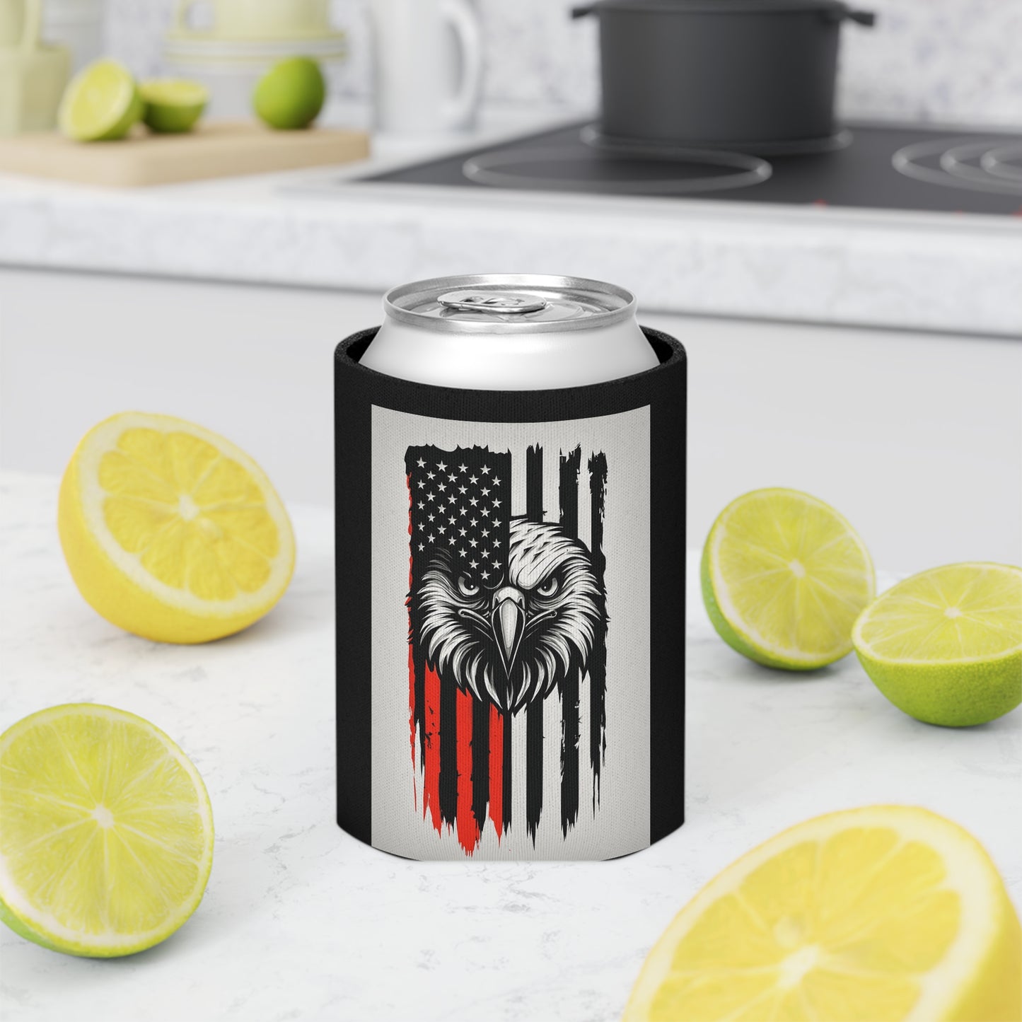Patriotic Eagle Can Cooler, American Flag Drink Sleeve, BBQ Favors, 4th of July Gifts, Outdoor Party Essential, Sports Event Accessory