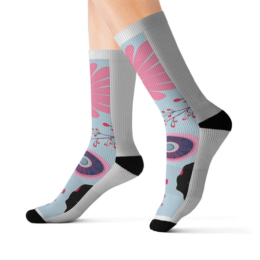 Floral Sublimation Socks for Cozy Comfort, Gift for Her, Fun Floral Patterns, Everyday Wear, Unique Sock Design