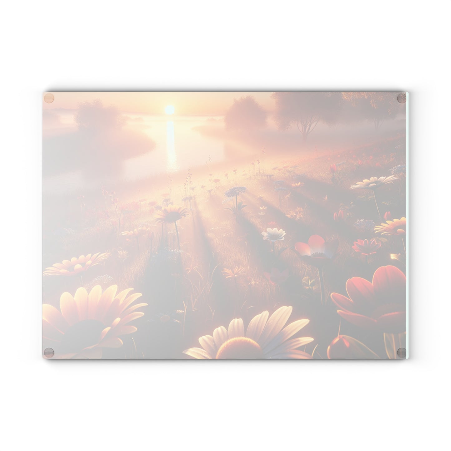 Sunlit Floral Glass Cutting Board | Kitchen Decor, Gift for Home Chefs, Wedding Present, Mother's Day, Spring Kitchen Essentials