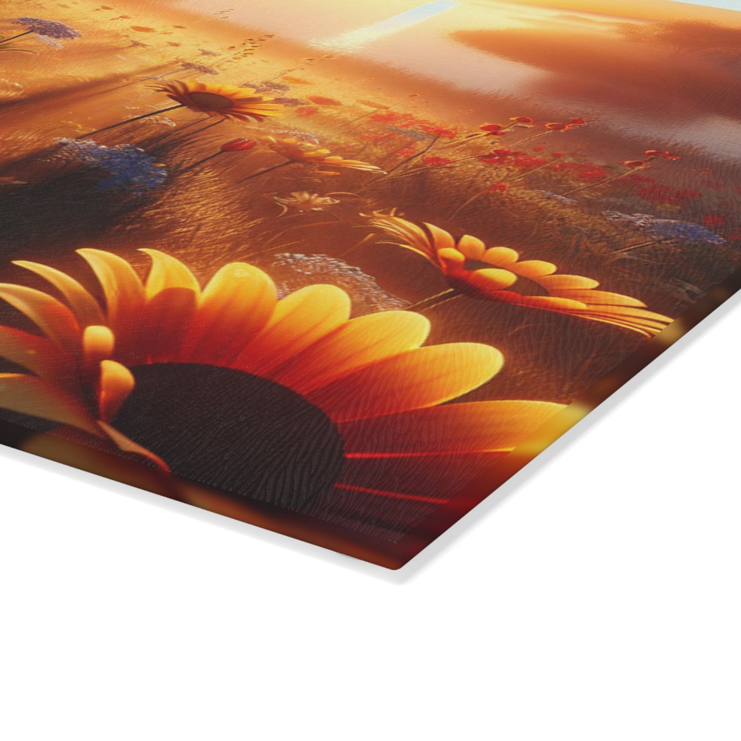 Sunlit Floral Glass Cutting Board | Kitchen Decor, Gift for Home Chefs, Wedding Present, Mother's Day, Spring Kitchen Essentials