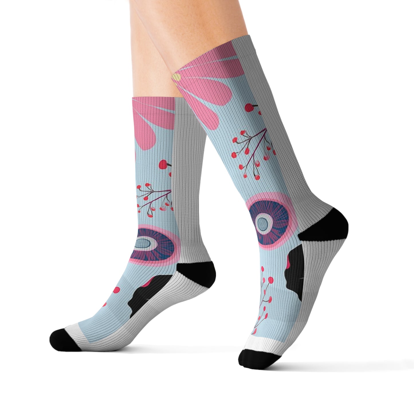 Floral Sublimation Socks for Cozy Comfort, Gift for Her, Fun Floral Patterns, Everyday Wear, Unique Sock Design