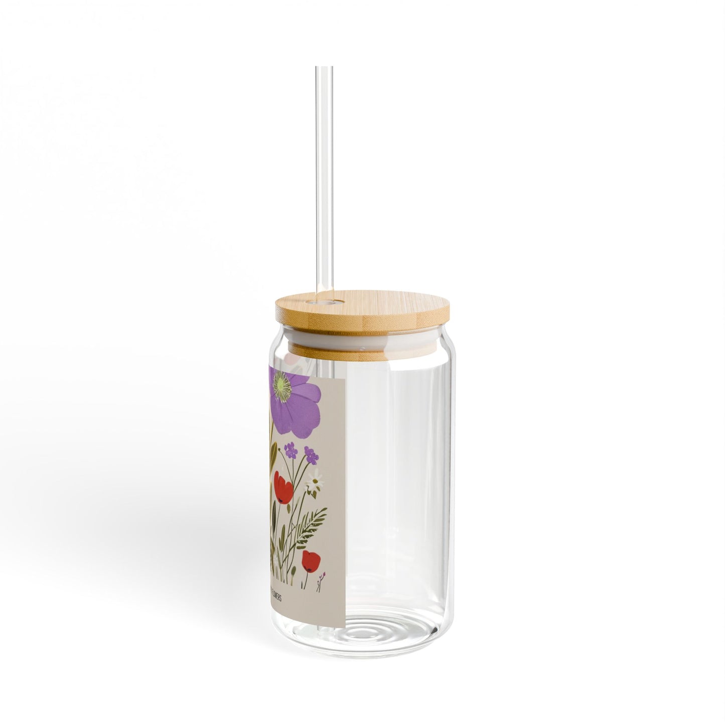 Floral Sipper Glass, 16oz – Eco-friendly Travel Cup, Perfect for Summer, Outdoor Gatherings, or Home Use, Stop and Smell the Flowers