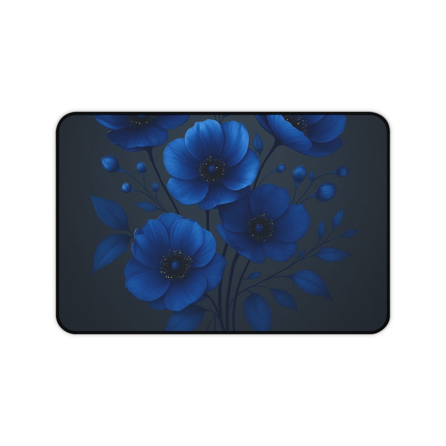 Elegant Floral Desk Mat for Home Office, Blue Flower Mouse Pad, Functional Workstation Decor, Gift for Her, Stylish Desk Accessory