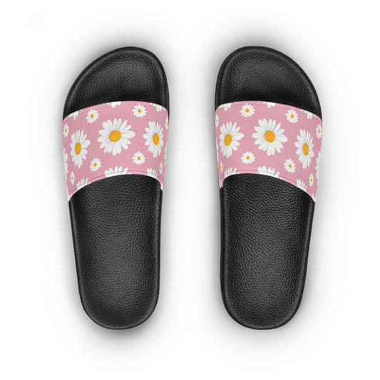 Daisy Print Women’s Slide Sandals, Summer Footwear, Casual Slippers, Beach Slides, Gift for Her
