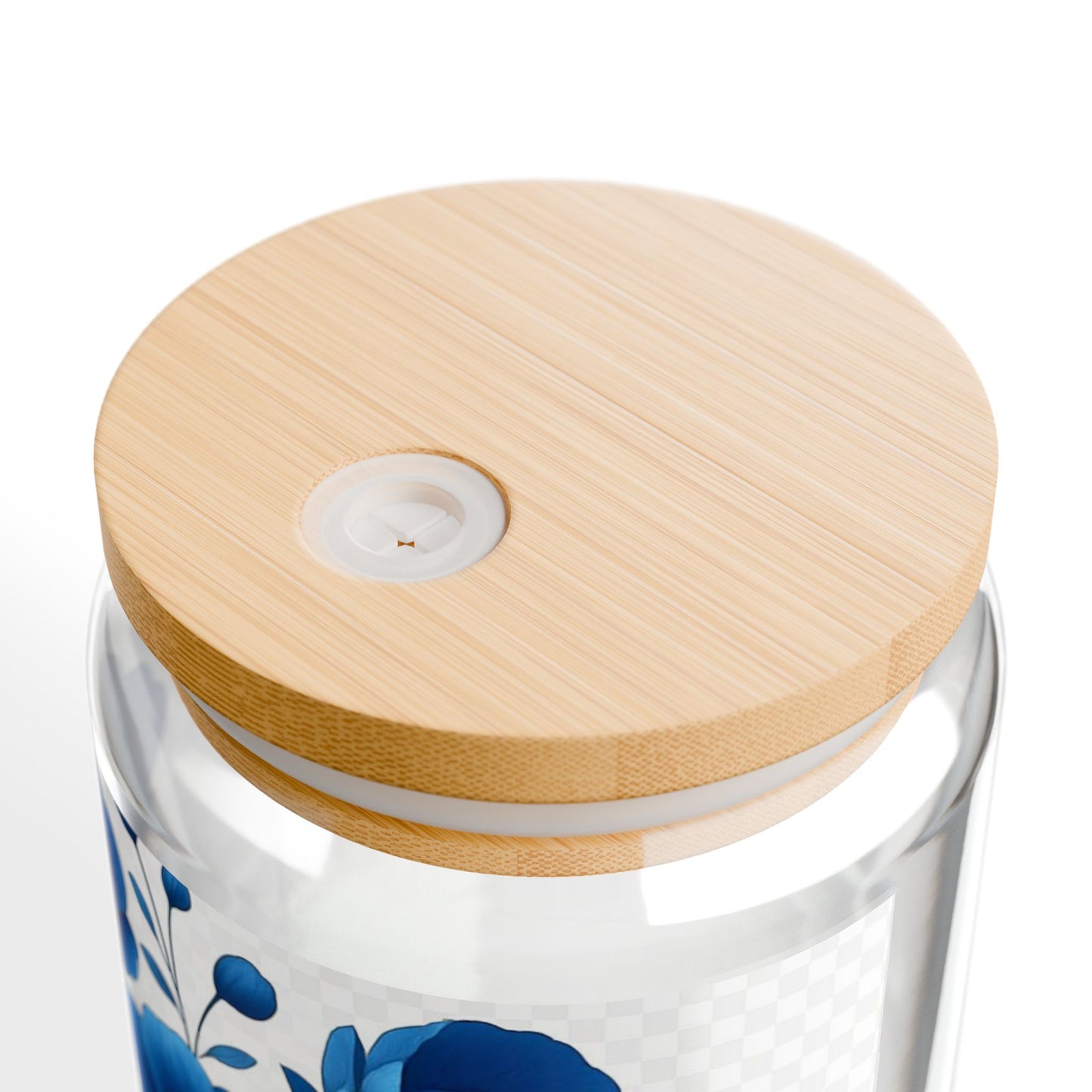 Flower-Patterned Sipper Glass, 16oz | Eco-Friendly Drinkware, Floral Glass, Reusable Straw Cup, Gift for Garden Lovers, Summer Party Decor