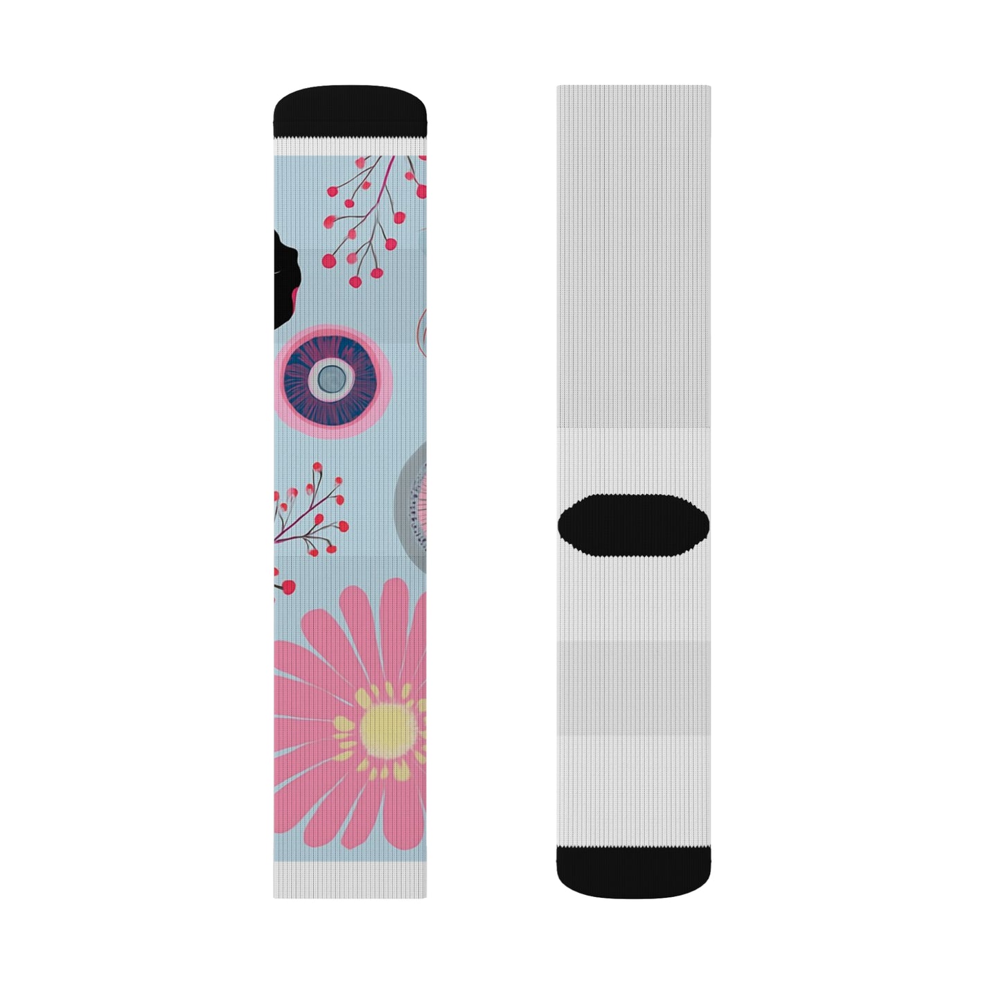 Floral Sublimation Socks for Cozy Comfort, Gift for Her, Fun Floral Patterns, Everyday Wear, Unique Sock Design