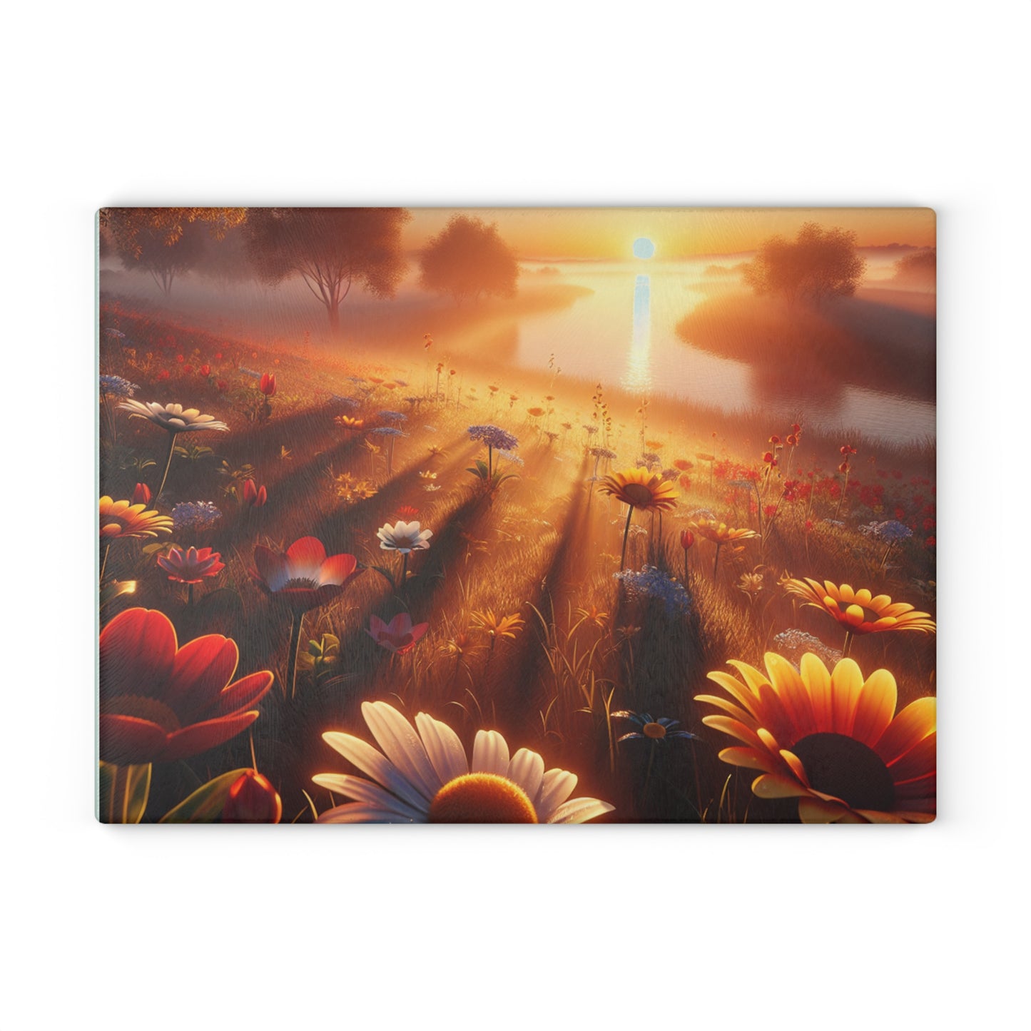 Sunlit Floral Glass Cutting Board | Kitchen Decor, Gift for Home Chefs, Wedding Present, Mother's Day, Spring Kitchen Essentials