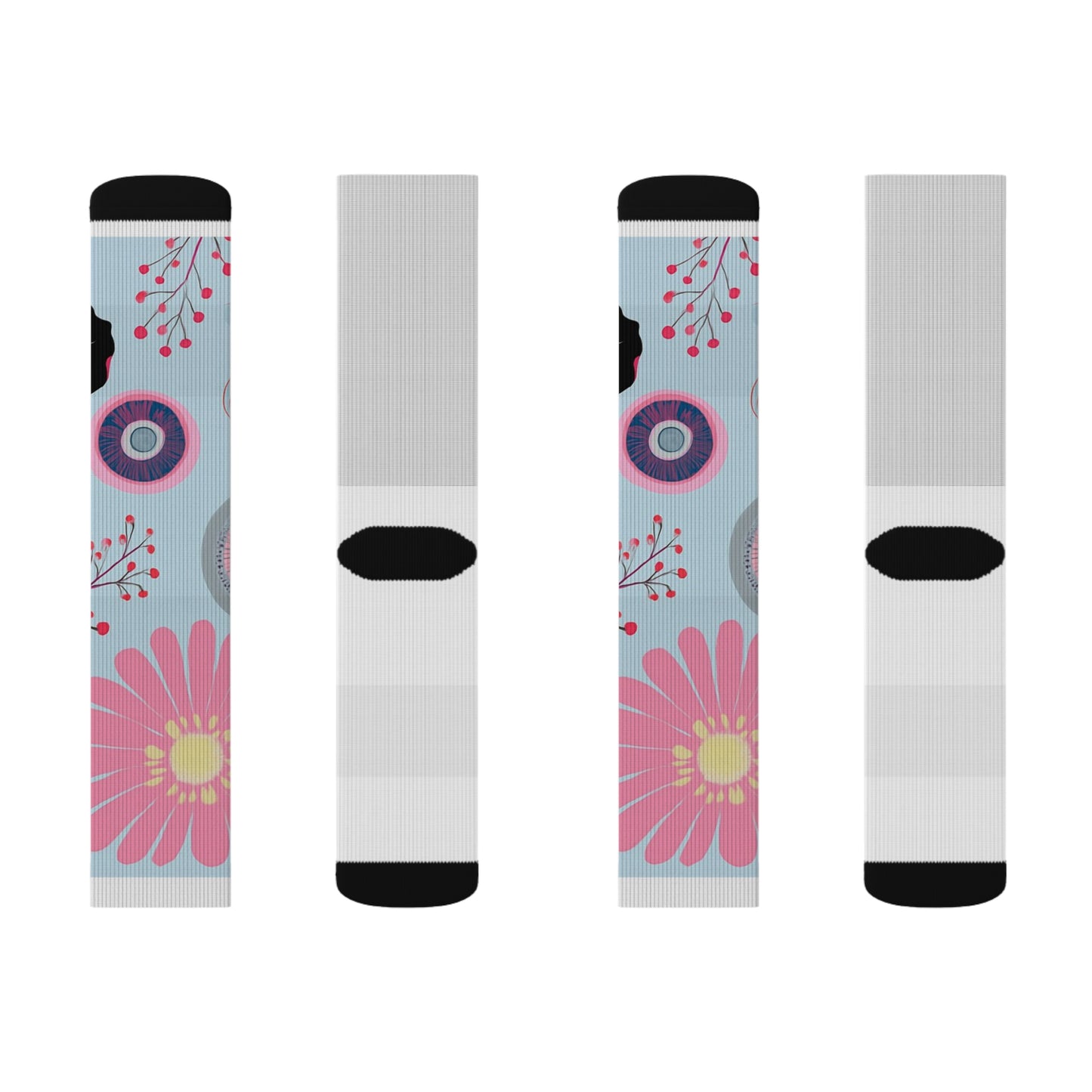 Floral Sublimation Socks for Cozy Comfort, Gift for Her, Fun Floral Patterns, Everyday Wear, Unique Sock Design