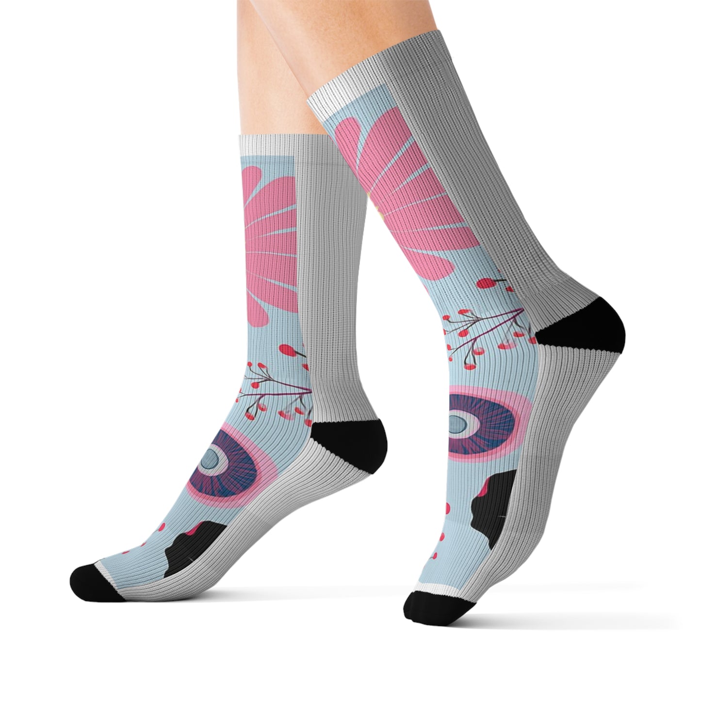 Floral Sublimation Socks for Cozy Comfort, Gift for Her, Fun Floral Patterns, Everyday Wear, Unique Sock Design