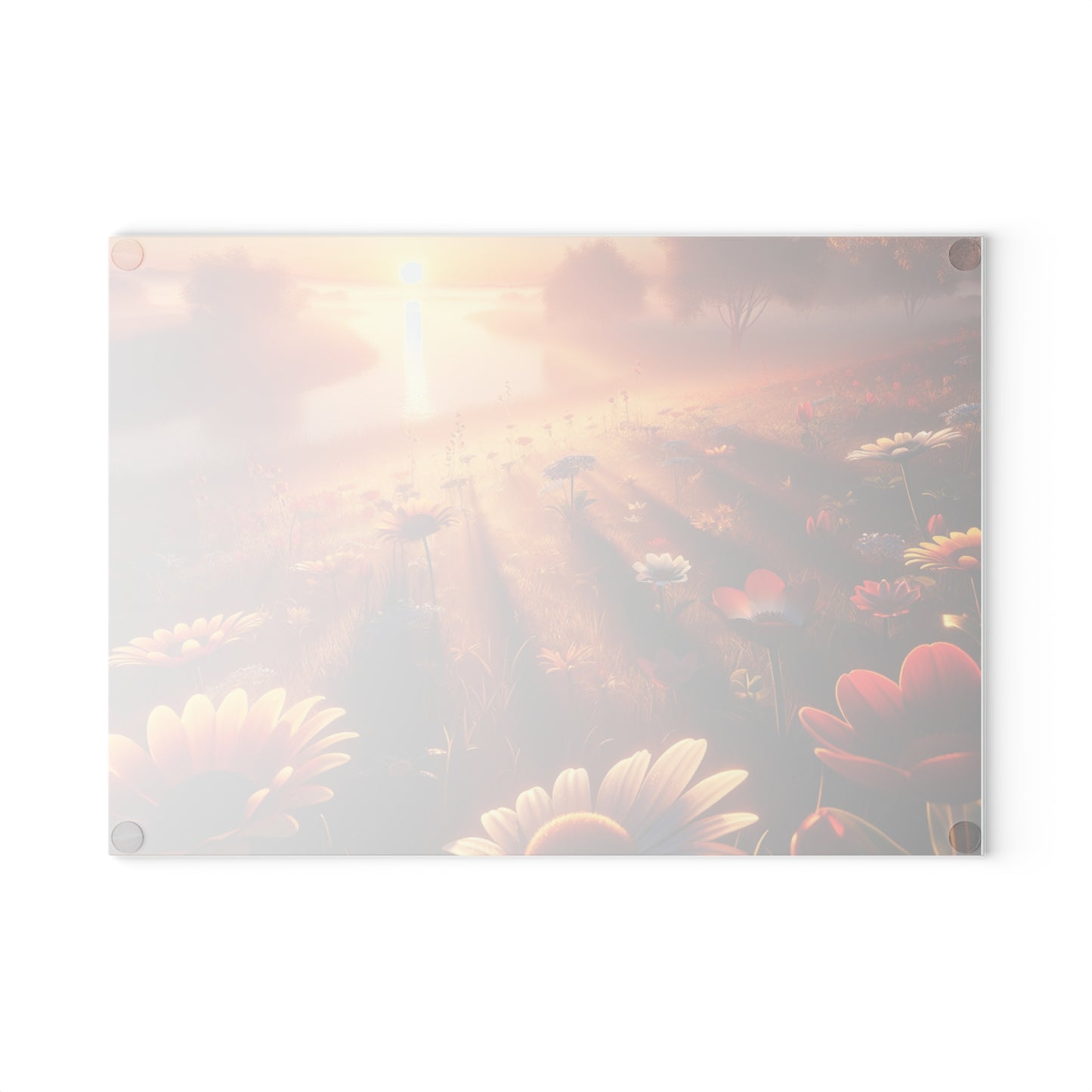Sunlit Floral Glass Cutting Board | Kitchen Decor, Gift for Home Chefs, Wedding Present, Mother's Day, Spring Kitchen Essentials