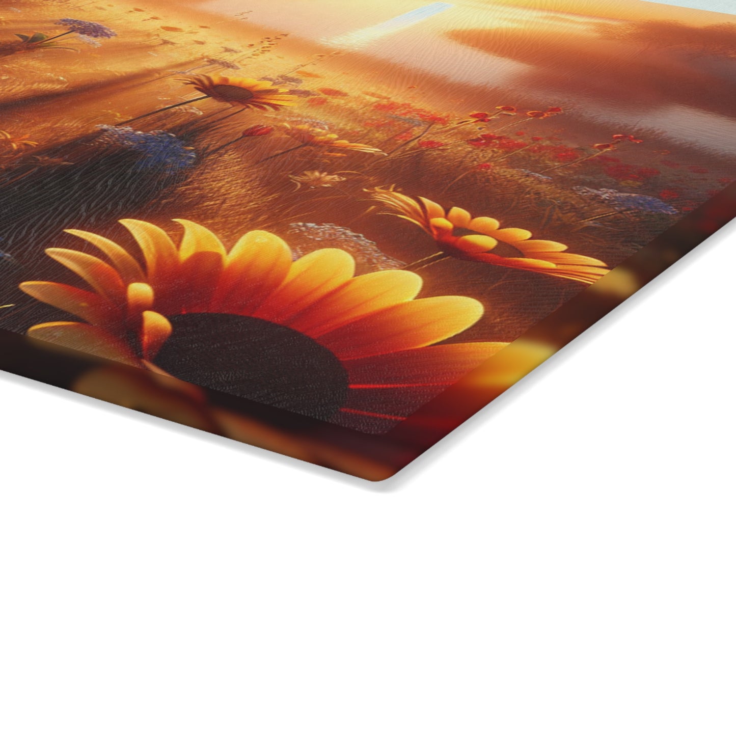 Sunlit Floral Glass Cutting Board | Kitchen Decor, Gift for Home Chefs, Wedding Present, Mother's Day, Spring Kitchen Essentials